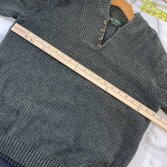 Eddie Bauer Sweater Mens Small Green‎ Knit Henley Outdoor Pullover Vintage - Picture 7 of 8